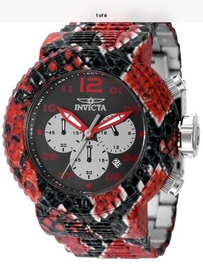 Invicta Men’s Red & Black Patterned Swim Chronograph Watch